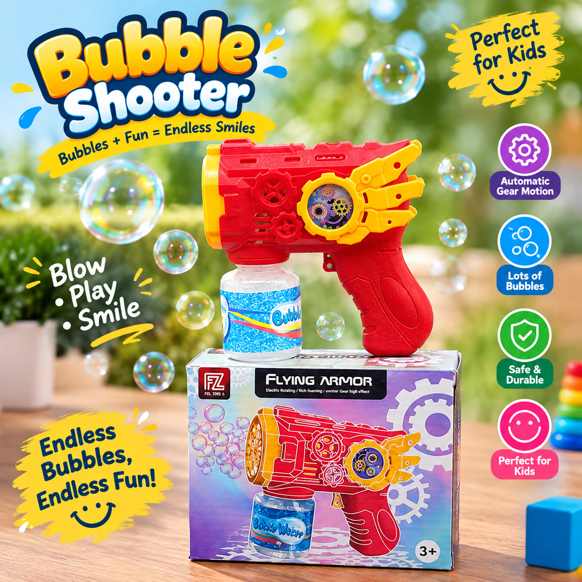 Gear Wing Bubble Gum For Kids_Automatic Bubble Machine Gun