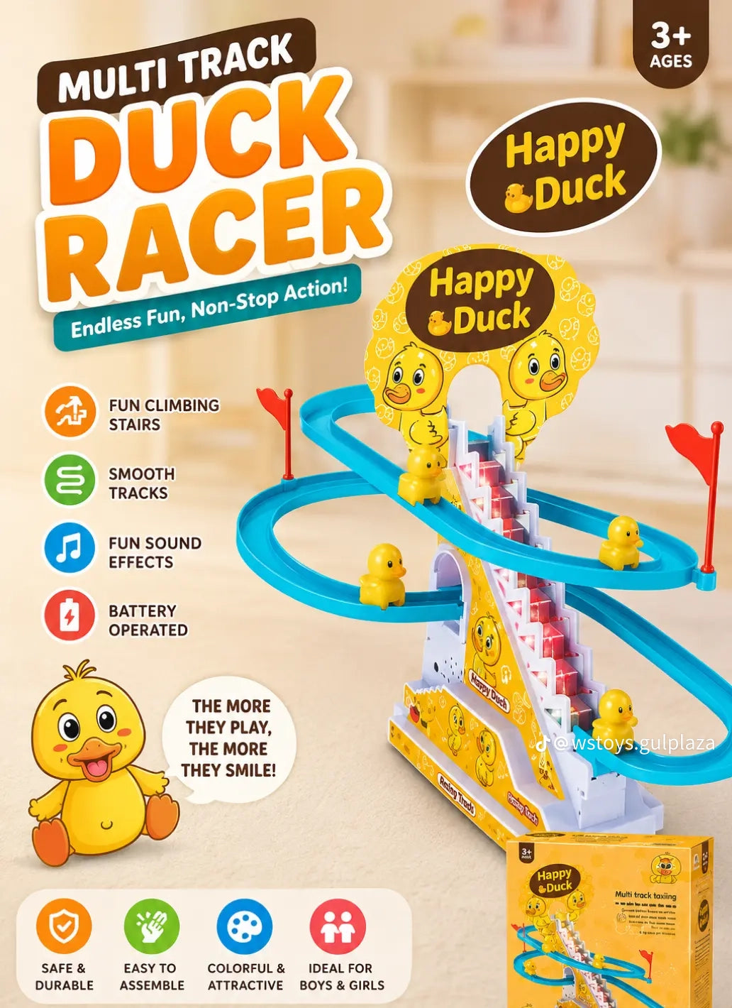 Happy Duck Electric Climbing Slide Track Toy With Lights & Music _Age 3+